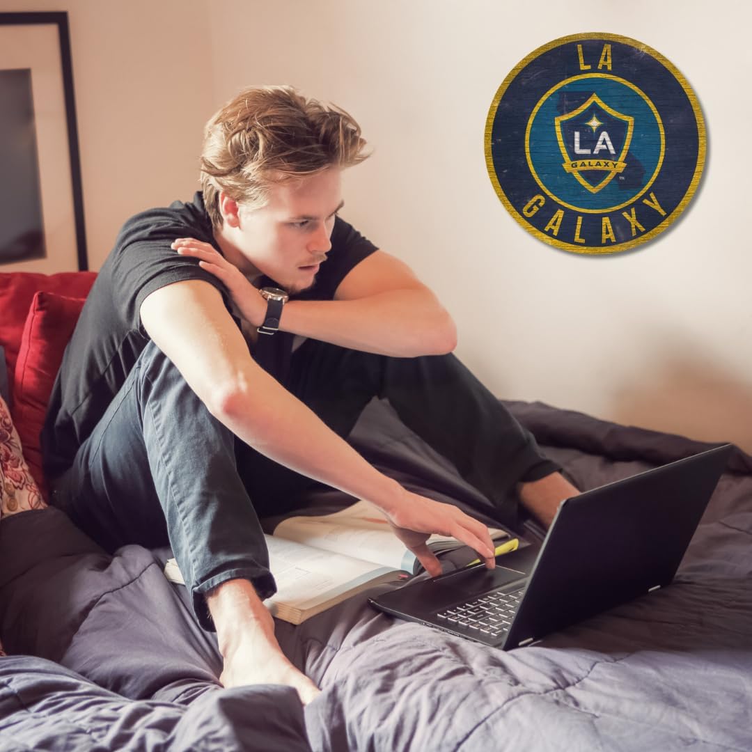 Fan Creations Los Angeles Galaxy MLS Wooden Sign 12” Round Wall Decor- Show Your Galaxy Spirit and Decorate Your Major League Soccer Fandom- Officially Licensed - Image 3