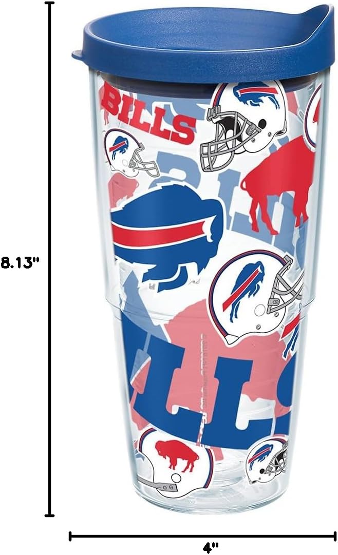 Tervis Made in USA Double Walled NFL Buffalo Bills Insulated Tumbler Cup Keeps Drinks Cold & Hot, 24oz, All Over - Image 12