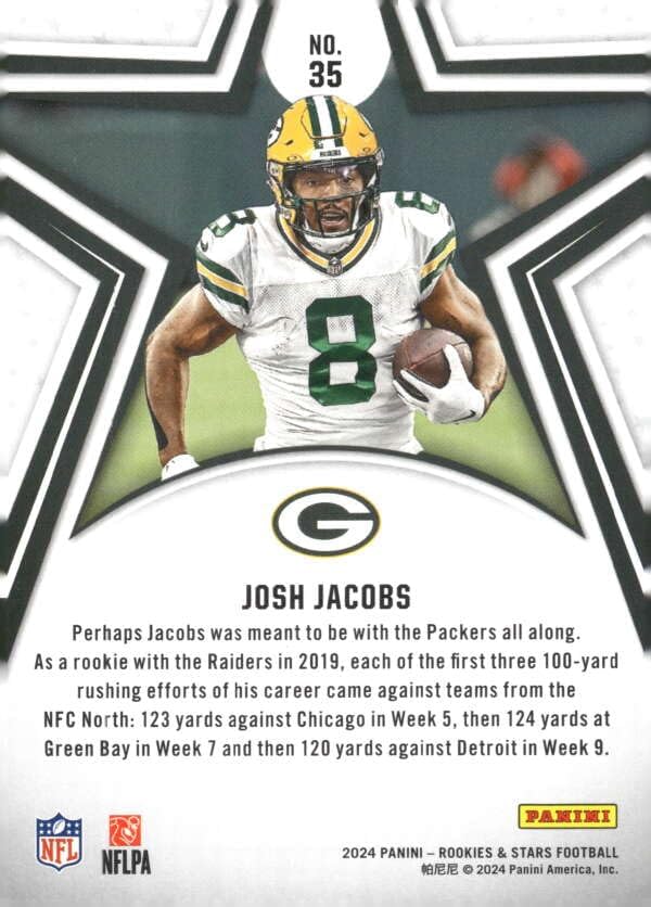 2024 Panini Rookies and Stars #35 Josh Jacobs Green Bay Packers NFL Football Base Trading Card - Image 2
