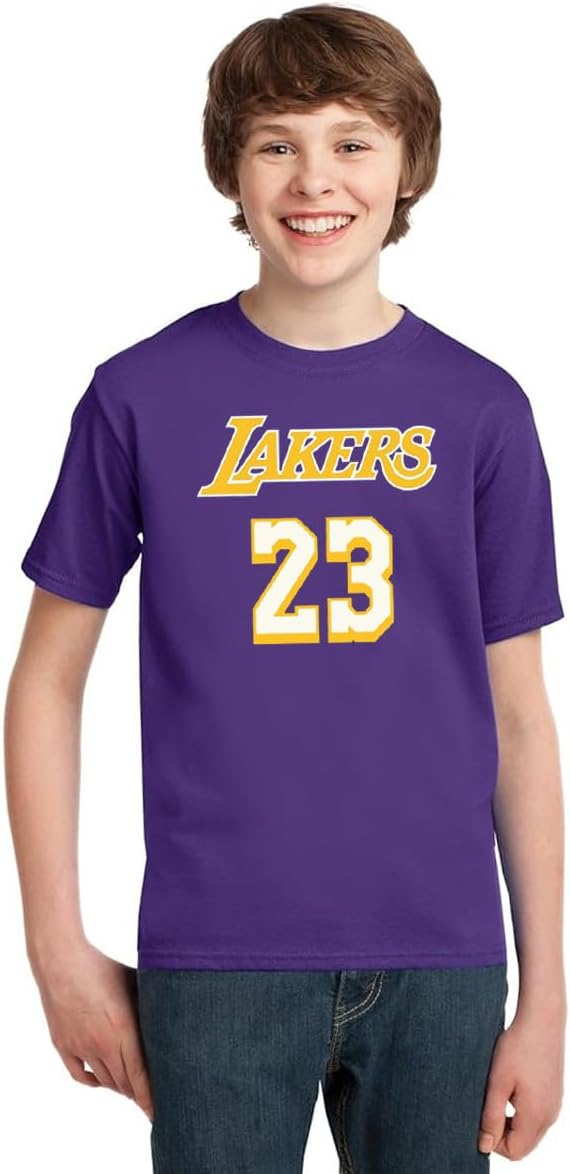Outerstuff Lebron James Los Angeles Lakers #23 Youth Boys Player Name & Number T-Shirt - Image 2