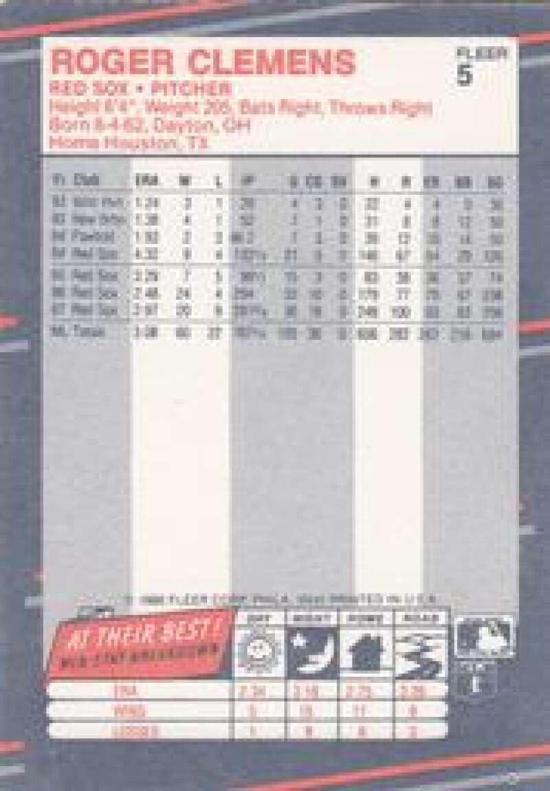 1988 Fleer Mini #5 Roger Clemens Boston Red Sox Official Baseball Card in Raw (EX or Better) Condition - Image 2