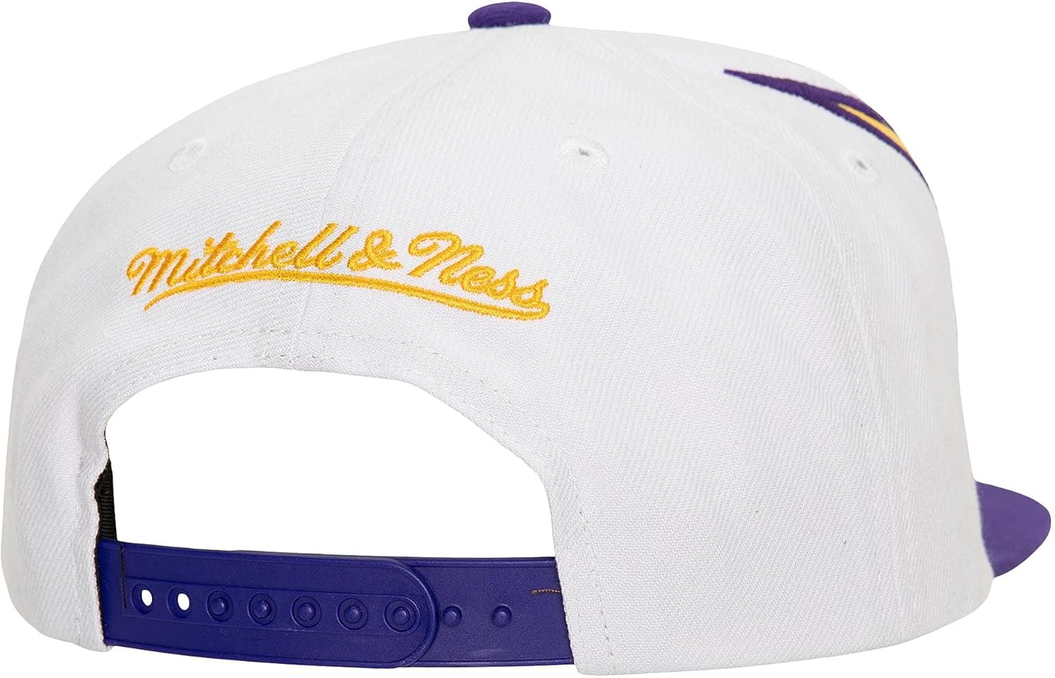 Mitchell & Ness LA Los Angeles Lakers Waverunner Snapback Cap, Adjustable Hat White Purple - Image 2