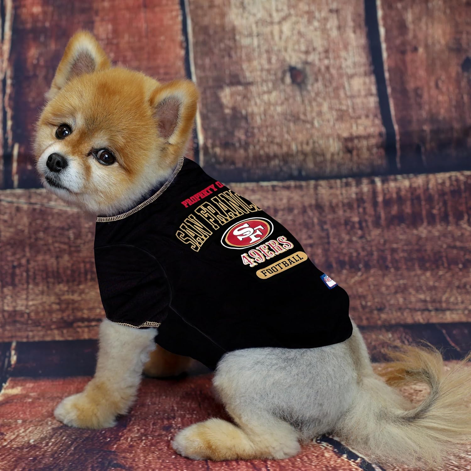 NFL San Francisco 49ers Dog T-shirt Small. - Licensed Shirt for Pets Team Colored with Team Logos- Premium Stretchable Materials for the comfort of your Dog & Cat - Image 2