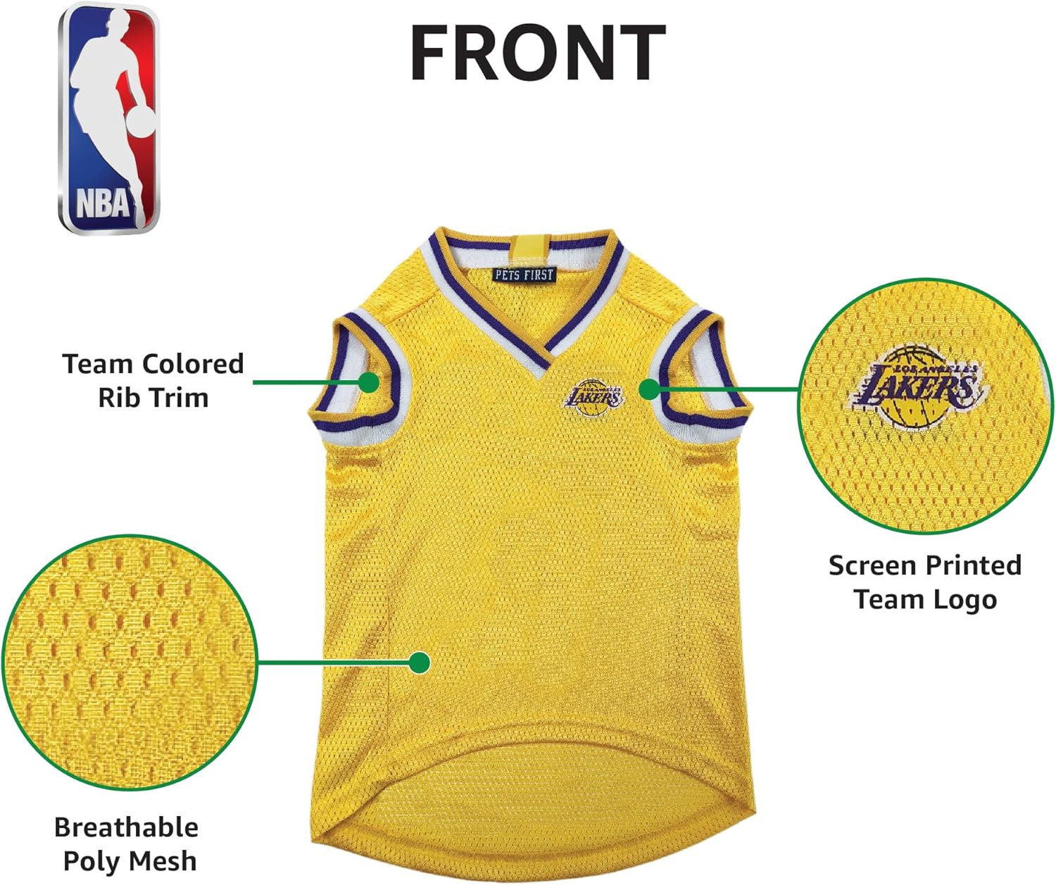 NBA LOS ANGELES LAKERS DOG Jersey, Large - Tank Top Basketball Pet Jersey - Image 5