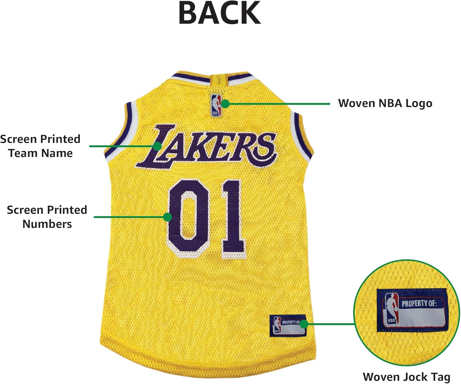 NBA LOS ANGELES LAKERS DOG Jersey, Large - Tank Top Basketball Pet Jersey - Image 7