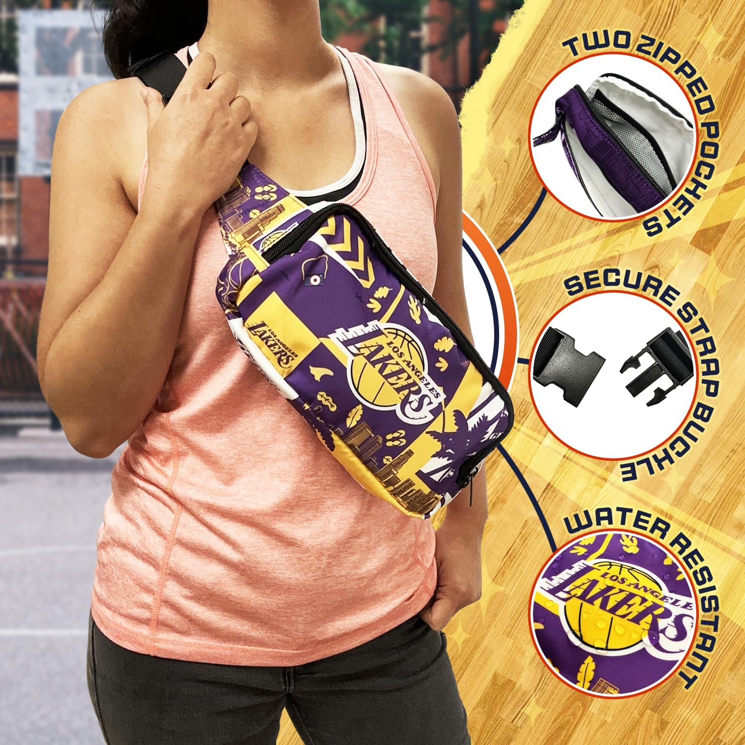 Pro Specialties Los angeles Lakers Basketball Fanny Pack TM1872 - Image 2