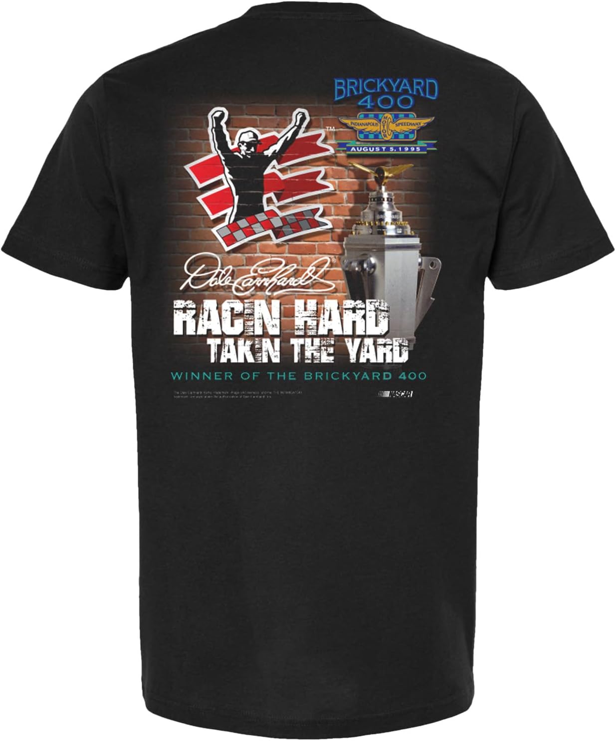 Dale Earnhardt #3 NASCAR Racin Hard Takin The Yard 8.5.1995 Brickyard 400 Win Shirt, Gray - Image 2